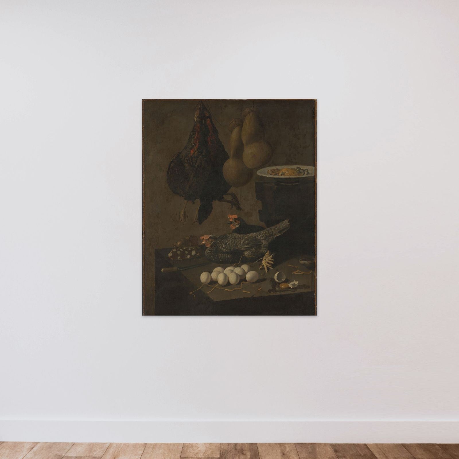 Still Life with Chickens and Eggs unframed — shown to scale
