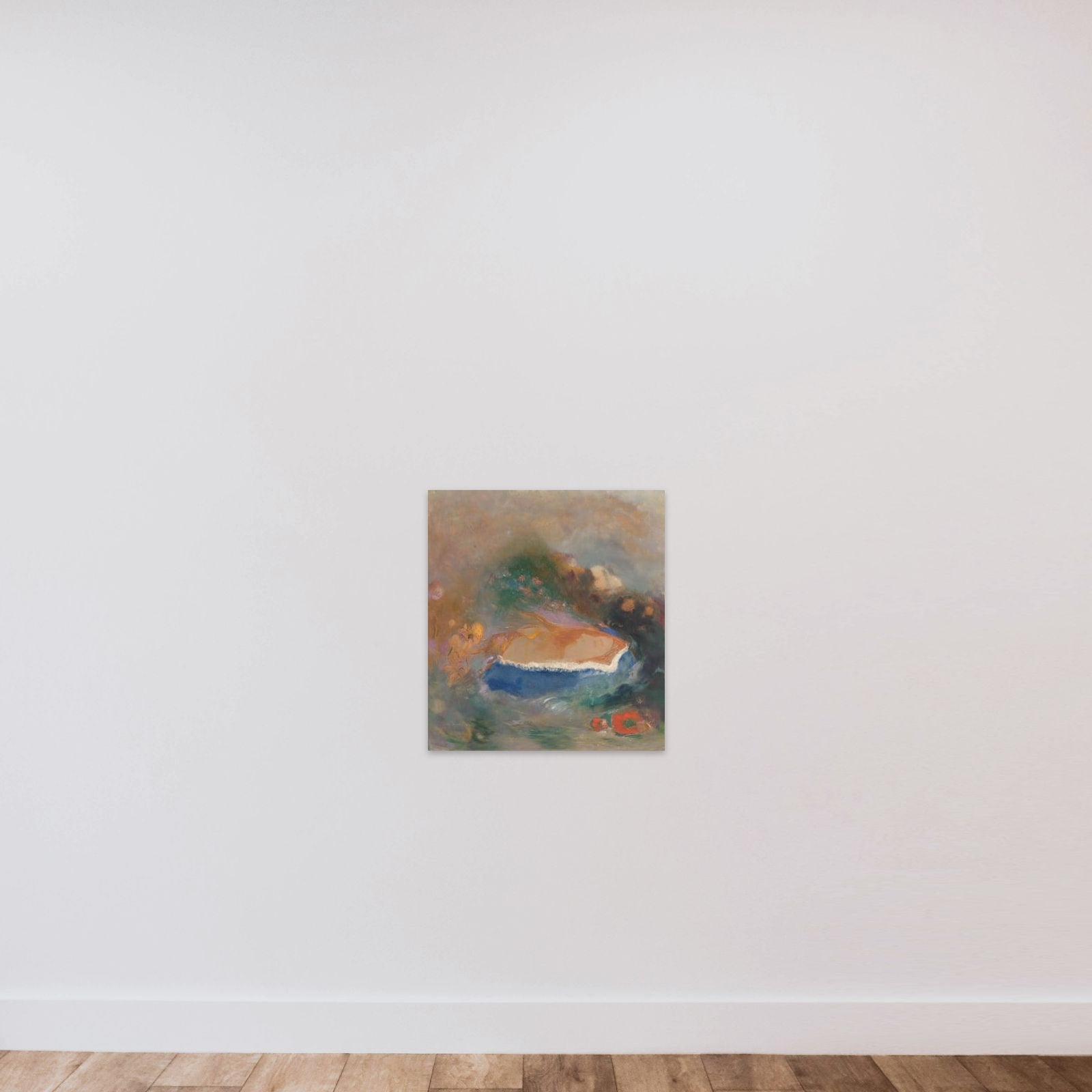 Ophélie, la cape bleue sur les eaux (Ophelia with a Blue Wimple in the Water) unframed — shown to scale