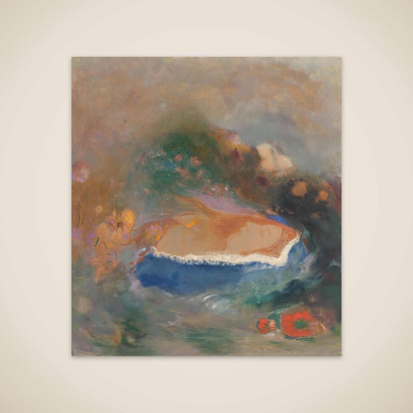 Ophélie, la cape bleue sur les eaux (Ophelia with a Blue Wimple in the Water) unframed print