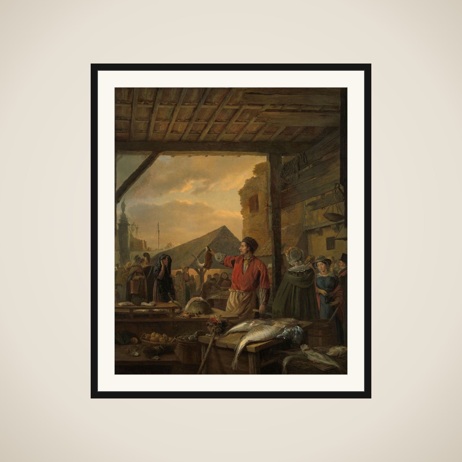 The Fish Market in Antwerp framed