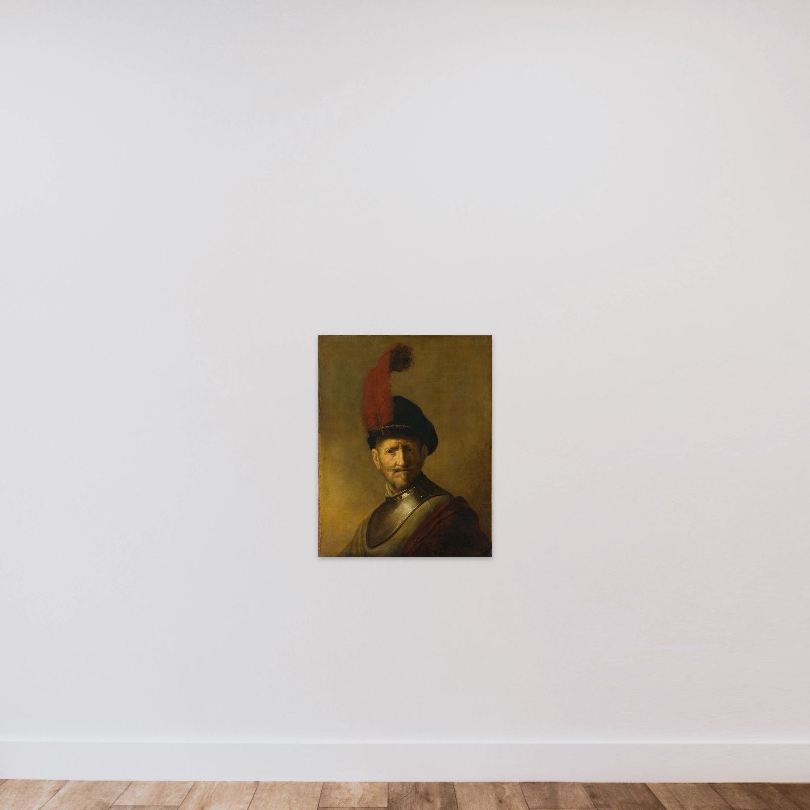 Portrait of a Man, perhaps Rembrandt's Father, Harmen Gerritsz van Rijn unframed — shown to scale
