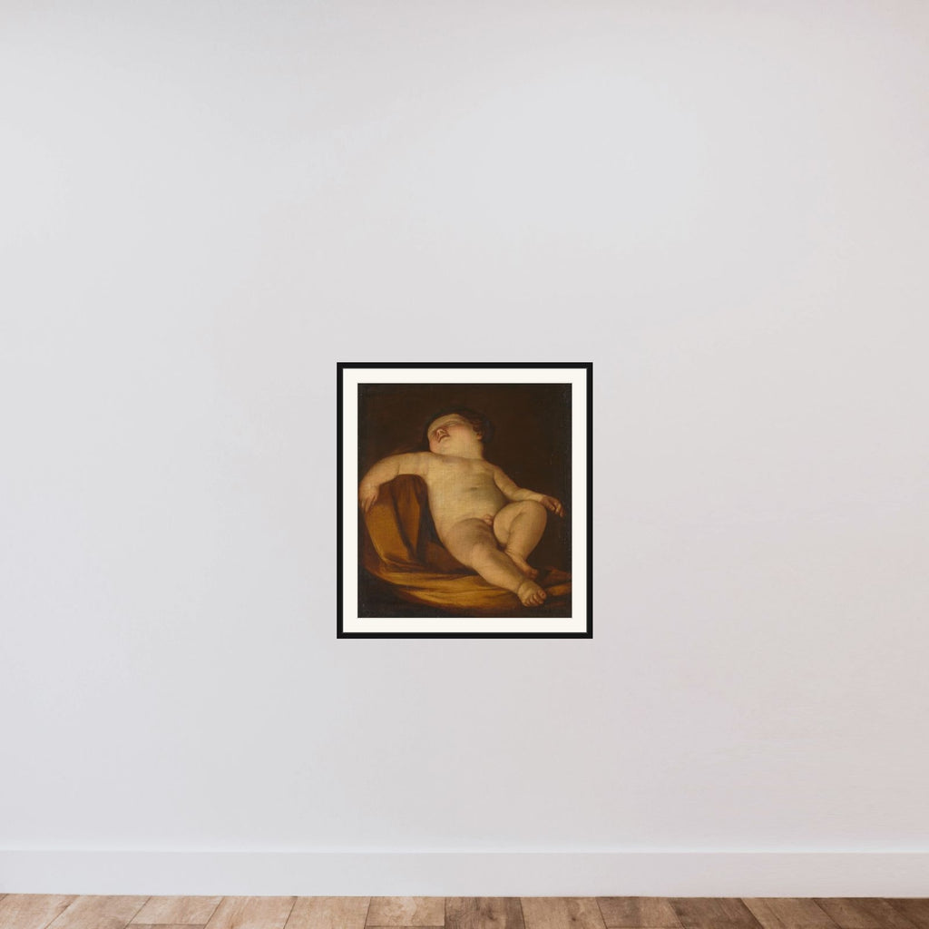 Sleeping Putto framed — shown to scale
