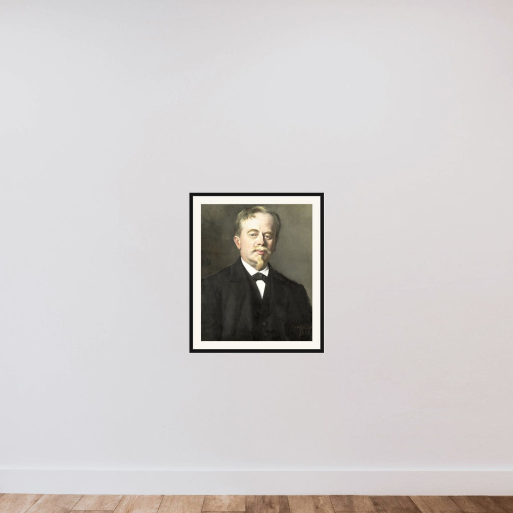 Portrait of Augustus Allebé (1838-1927) framed — shown to scale