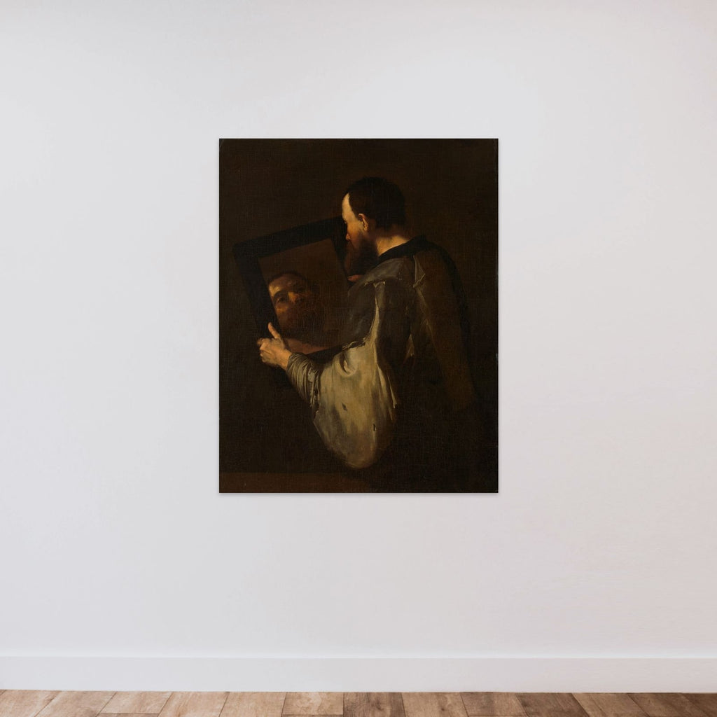 Philosopher with Mirror unframed — shown to scale