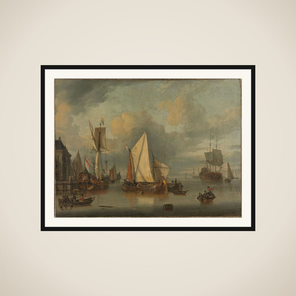 A Calm (Ships in the Harbor by Calm Weather) framed