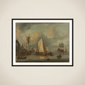 A Calm (Ships in the Harbor by Calm Weather) framed