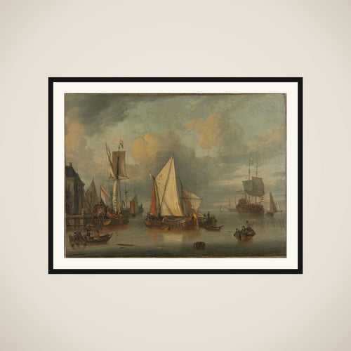 A Calm (Ships in the Harbor by Calm Weather) framed