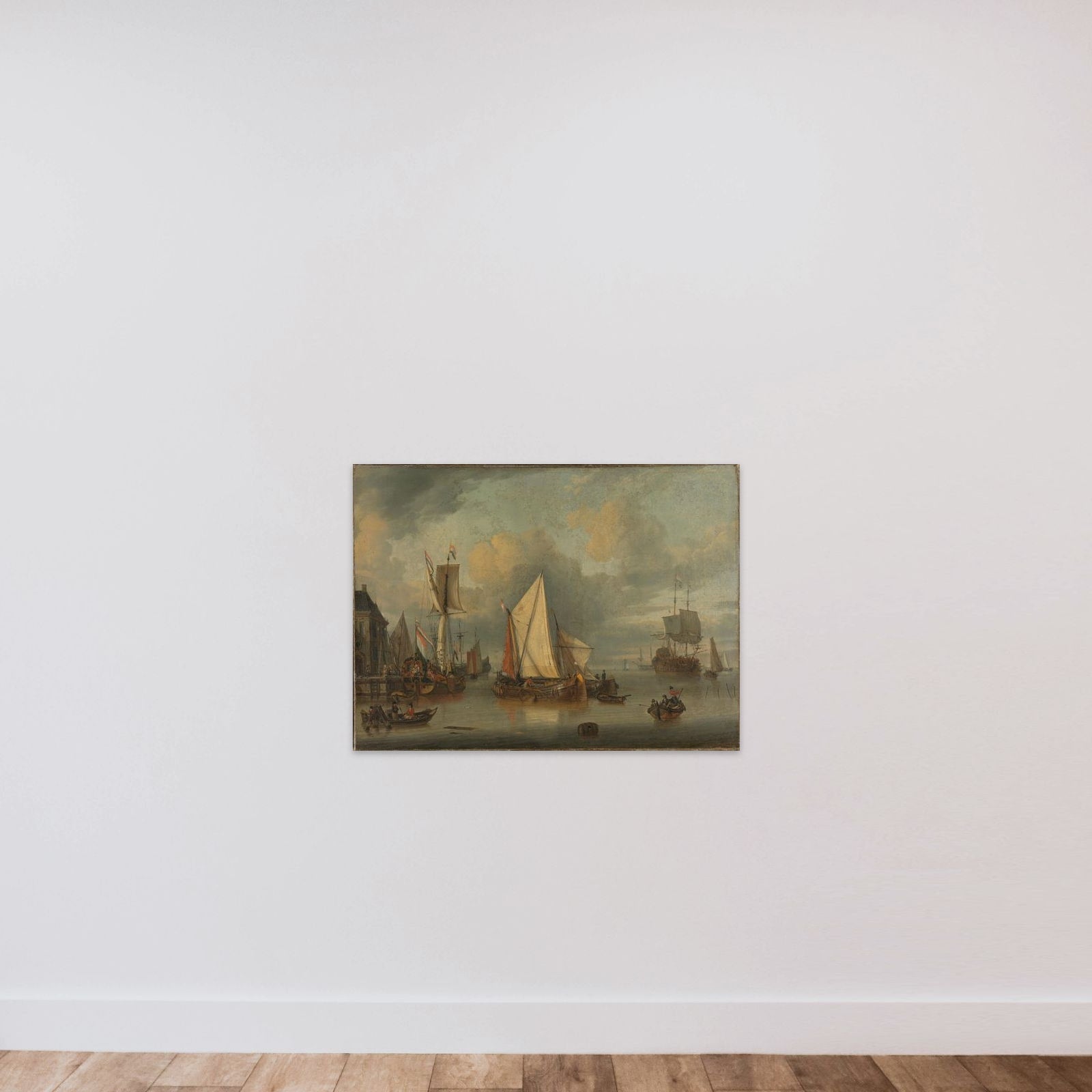 A Calm (Ships in the Harbor by Calm Weather) unframed — shown to scale