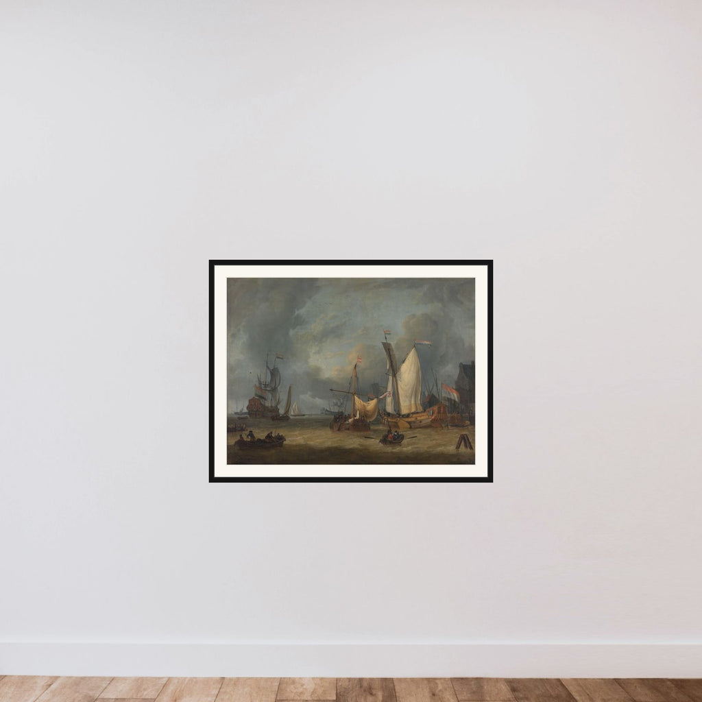 A Storm (Ships in the Harbor in a Stiff Breeze) framed — shown to scale
