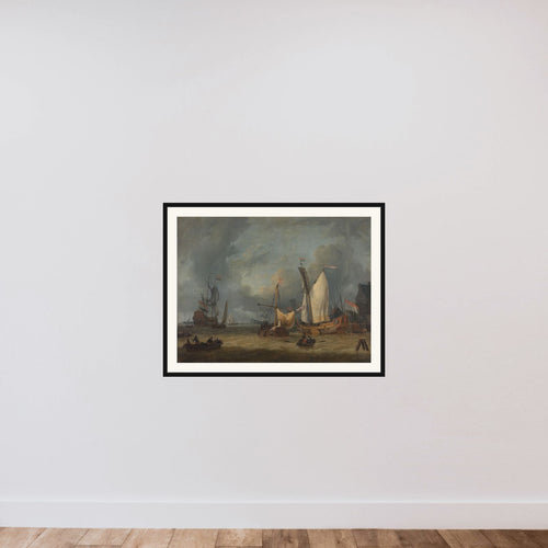 A Storm (Ships in the Harbor in a Stiff Breeze) framed — shown to scale
