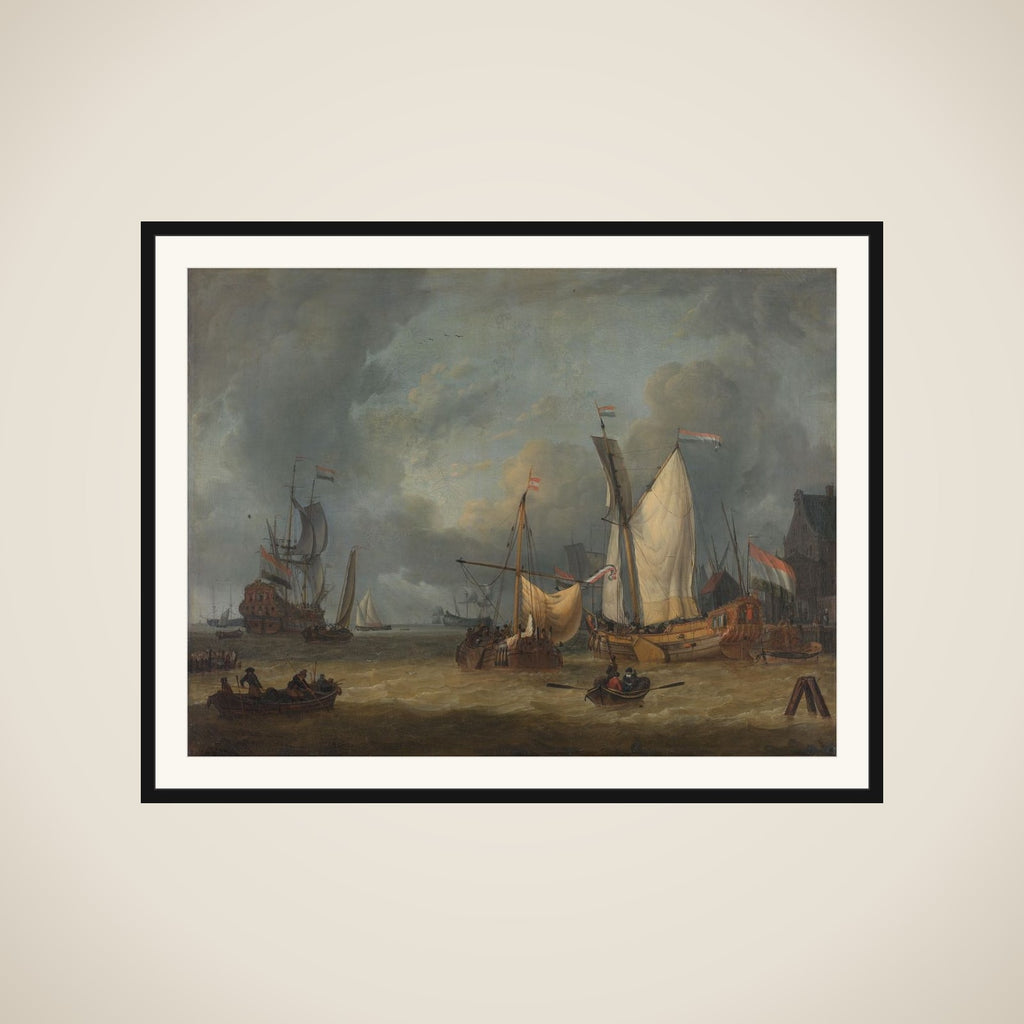 A Storm (Ships in the Harbor in a Stiff Breeze) framed