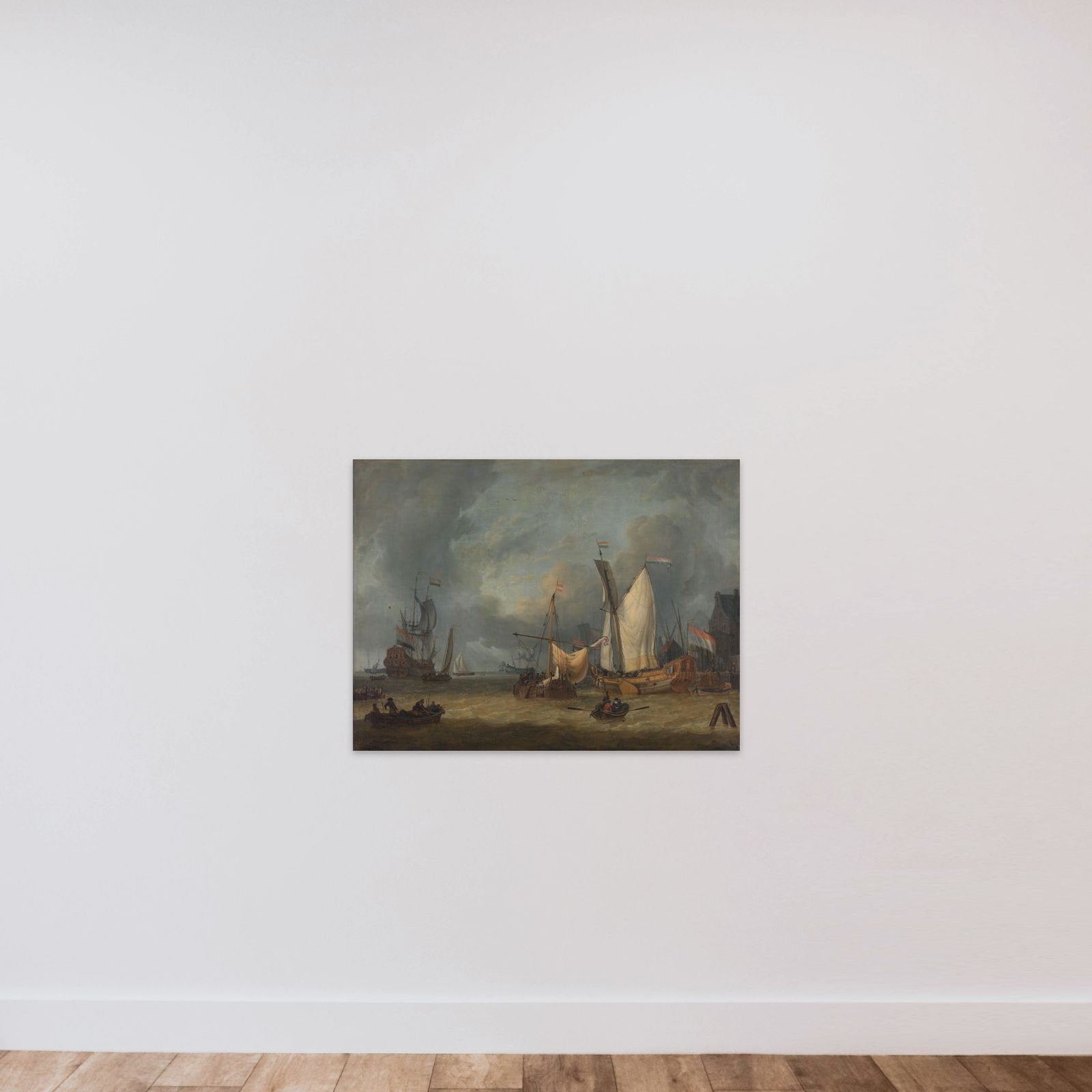 A Storm (Ships in the Harbor in a Stiff Breeze) unframed — shown to scale