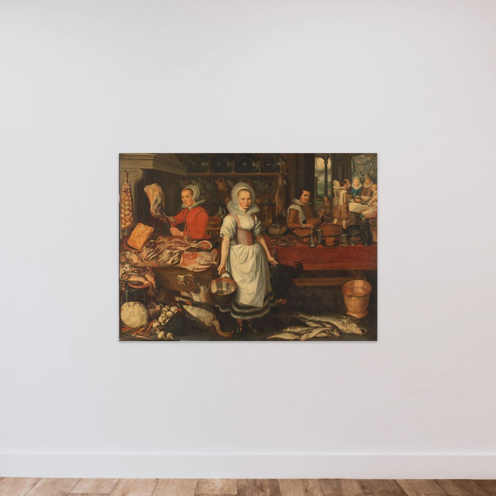 Kitchen Scene with the Parable of the Rich Man and Poor Lazarus unframed — shown to scale