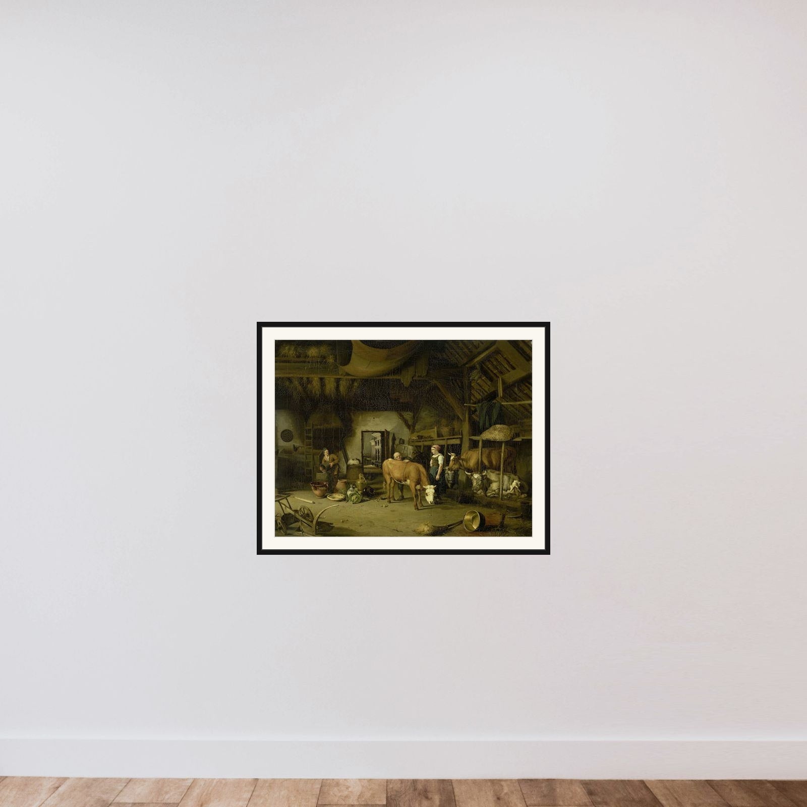 Peasant Interior framed — shown to scale