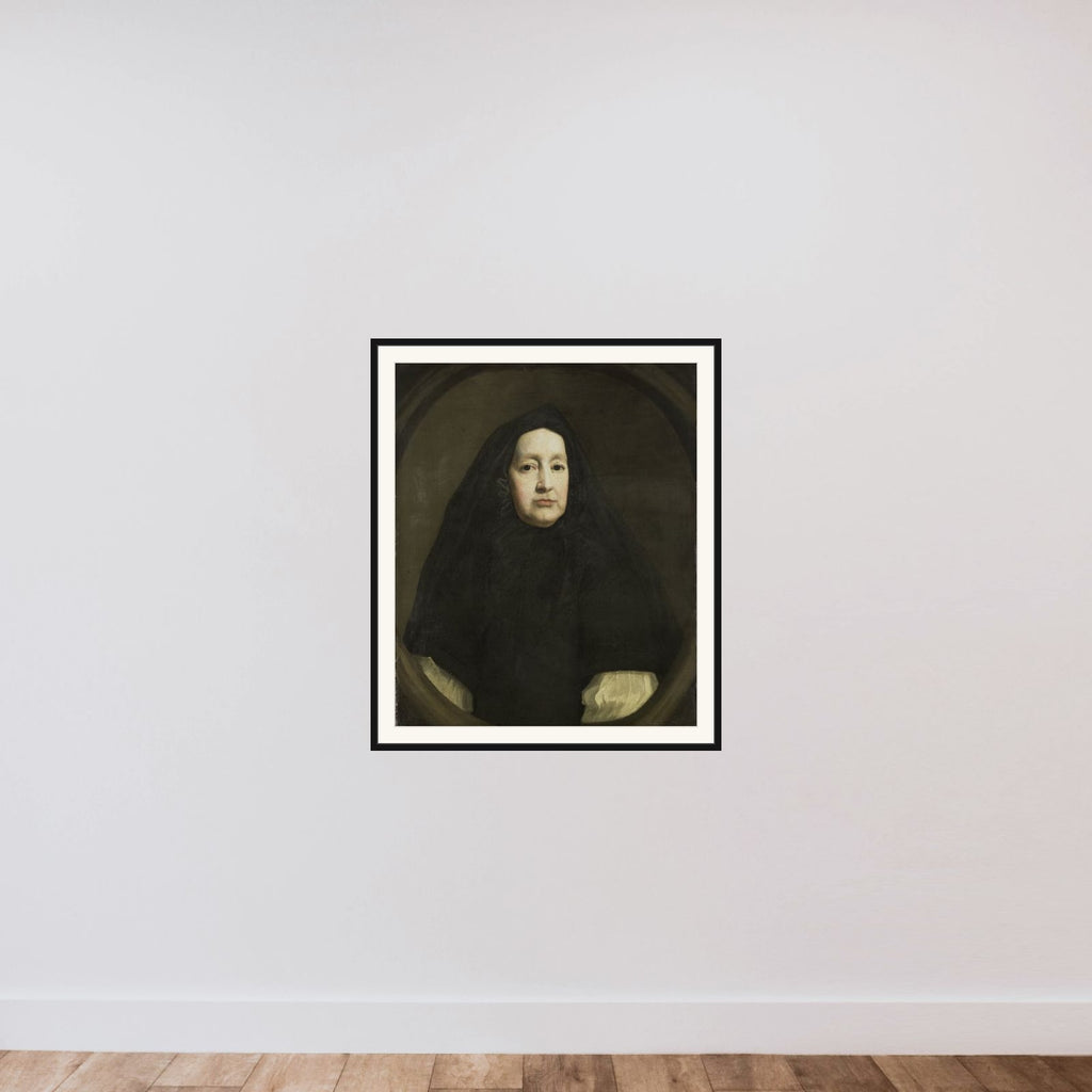 Portrait of Katharine Elliot (died 1688), Dresser of Duchess Anne of York and First Woman of the Bedchamber of Queen Mary of Modena, the first and second Wives of James II of England, respectively framed — shown to scale