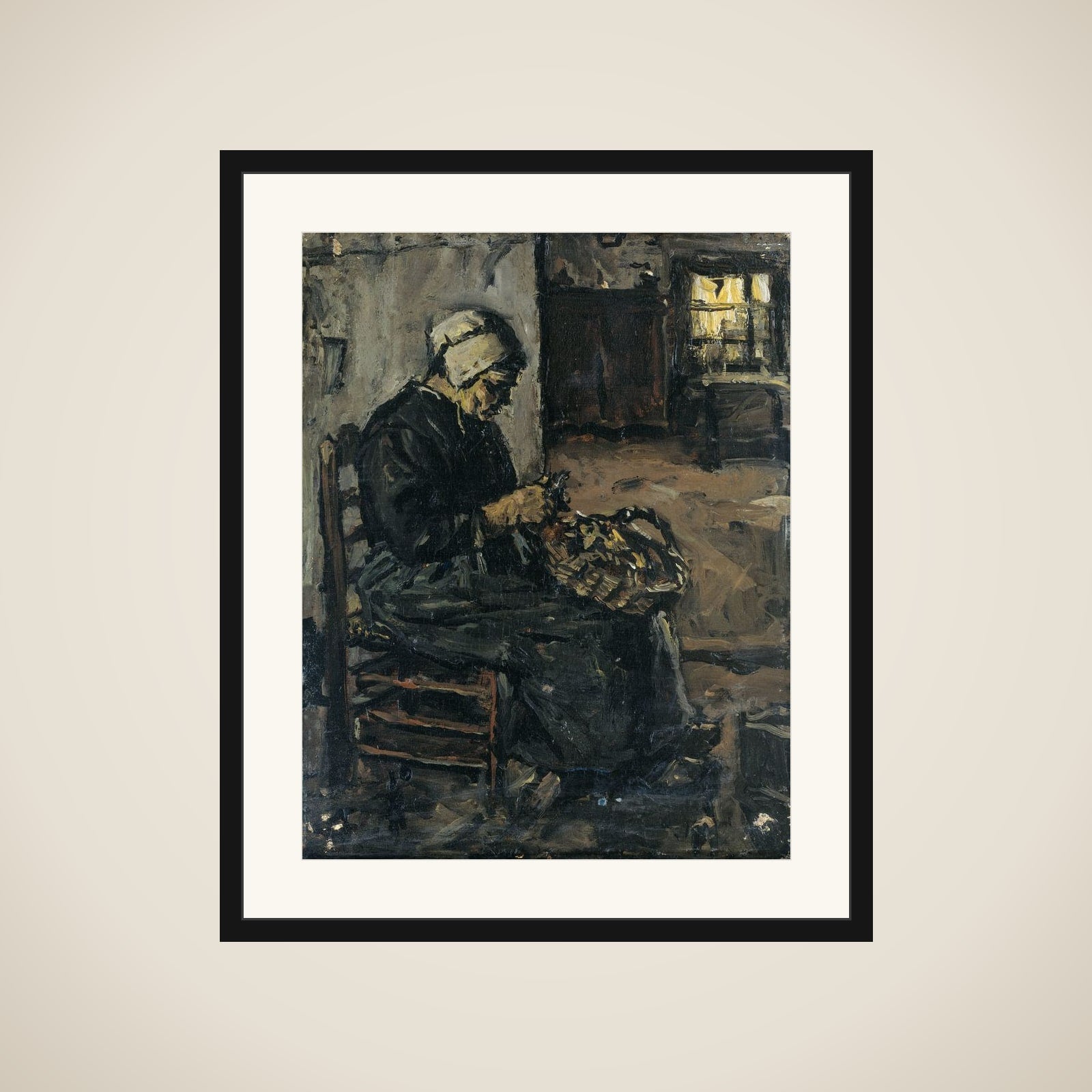 Peasant Woman Peeling Potatoes framed