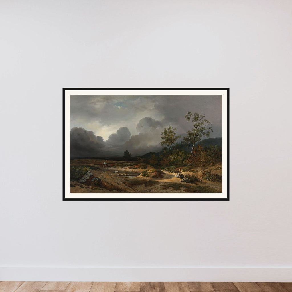 Landscape with a Thunderstorm Brewing framed — shown to scale
