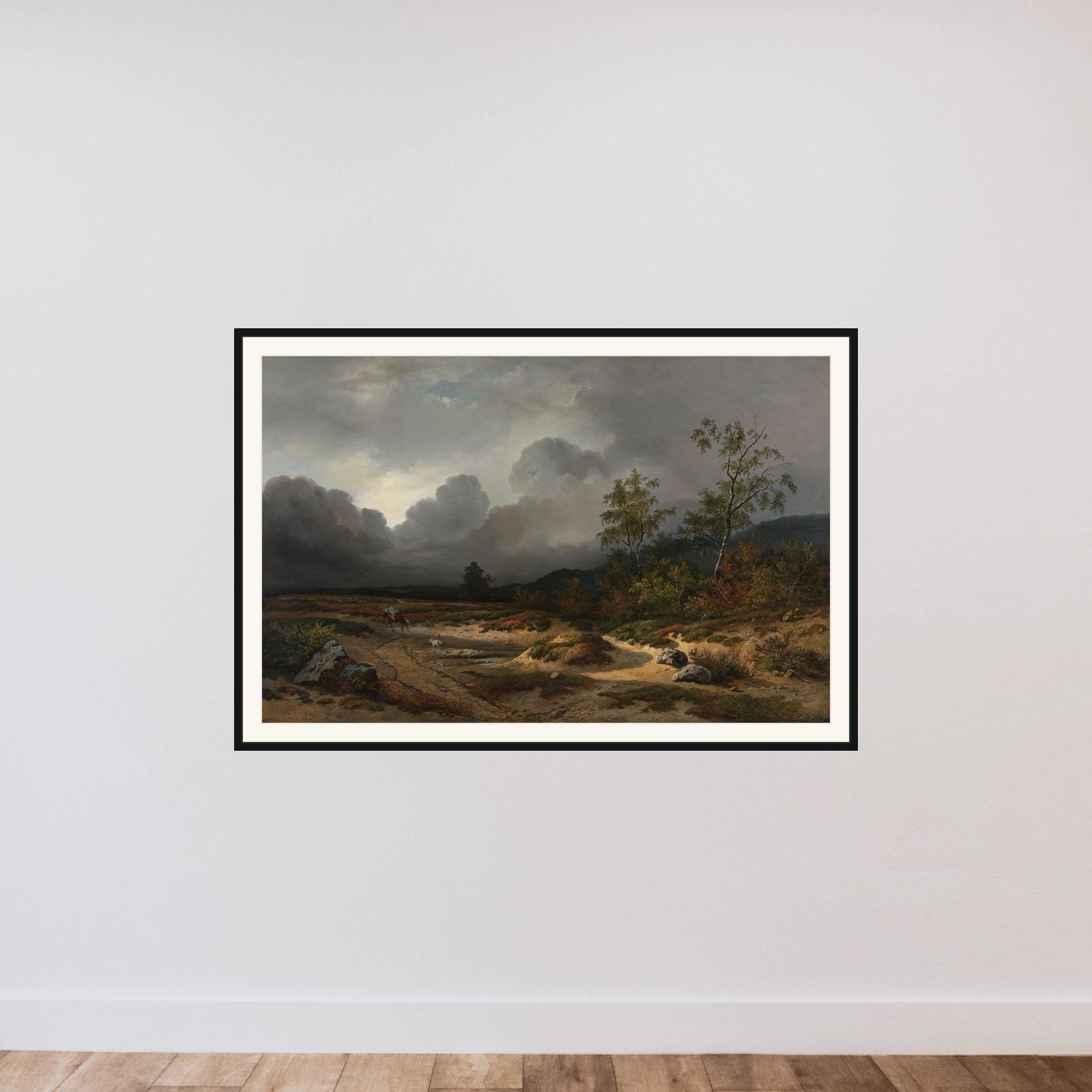 Landscape with a Thunderstorm Brewing framed — shown to scale