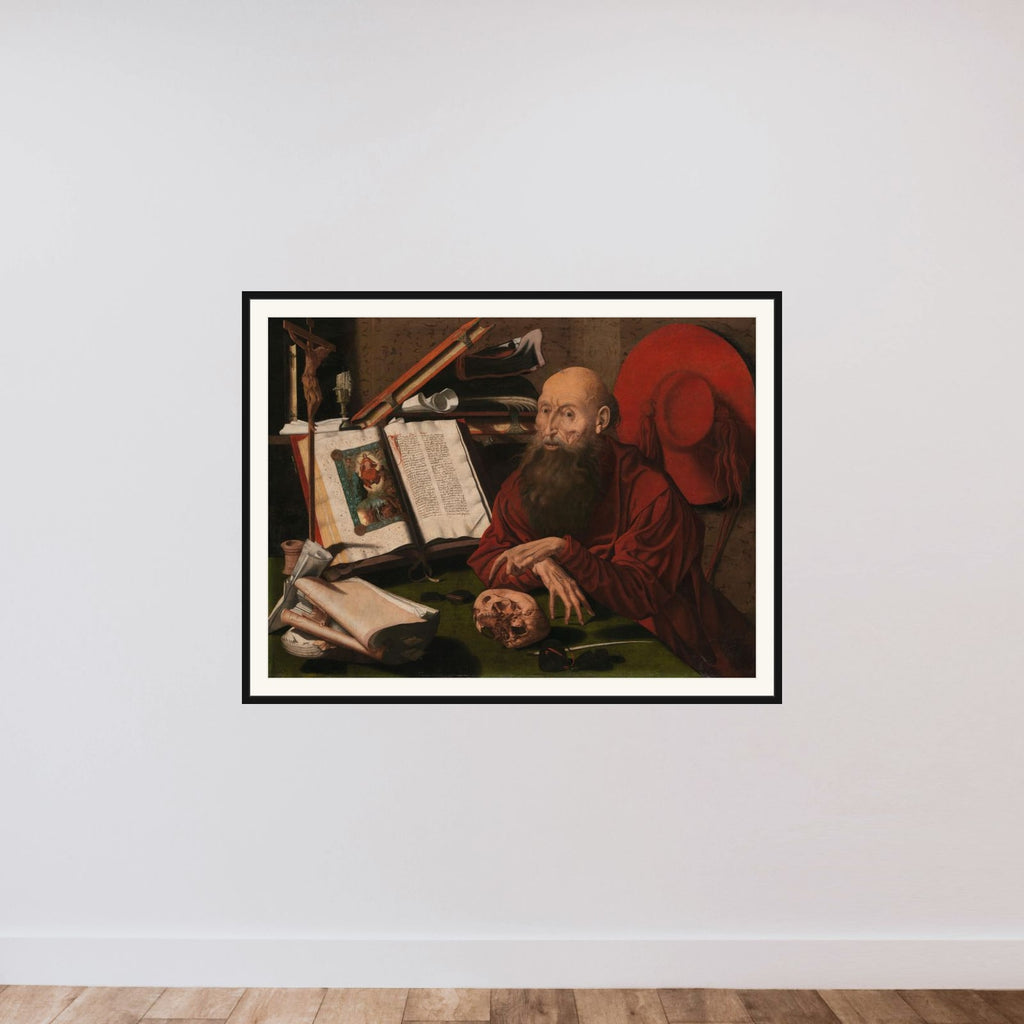 St Jerome in his study framed — shown to scale