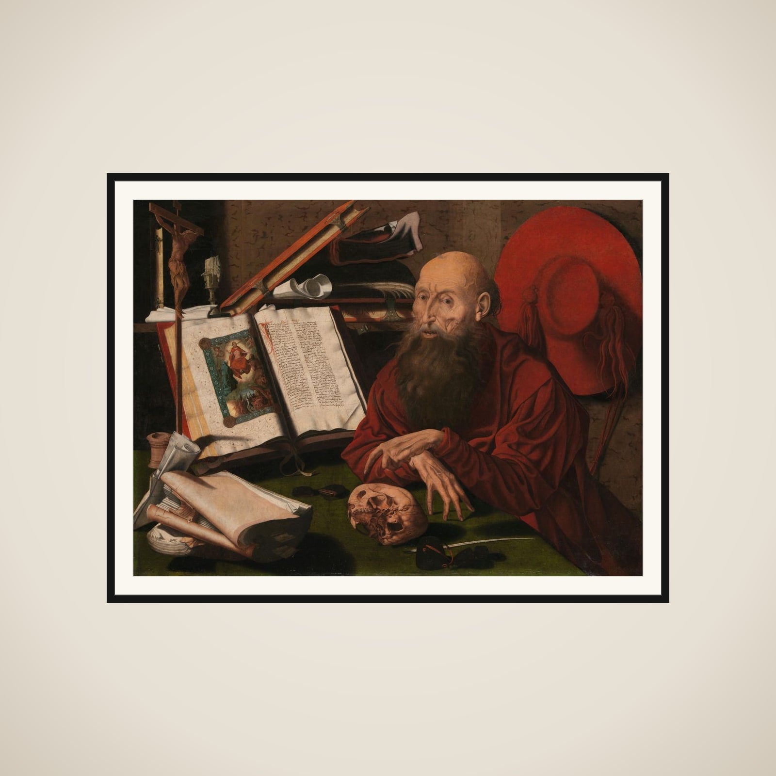 St Jerome in his study framed