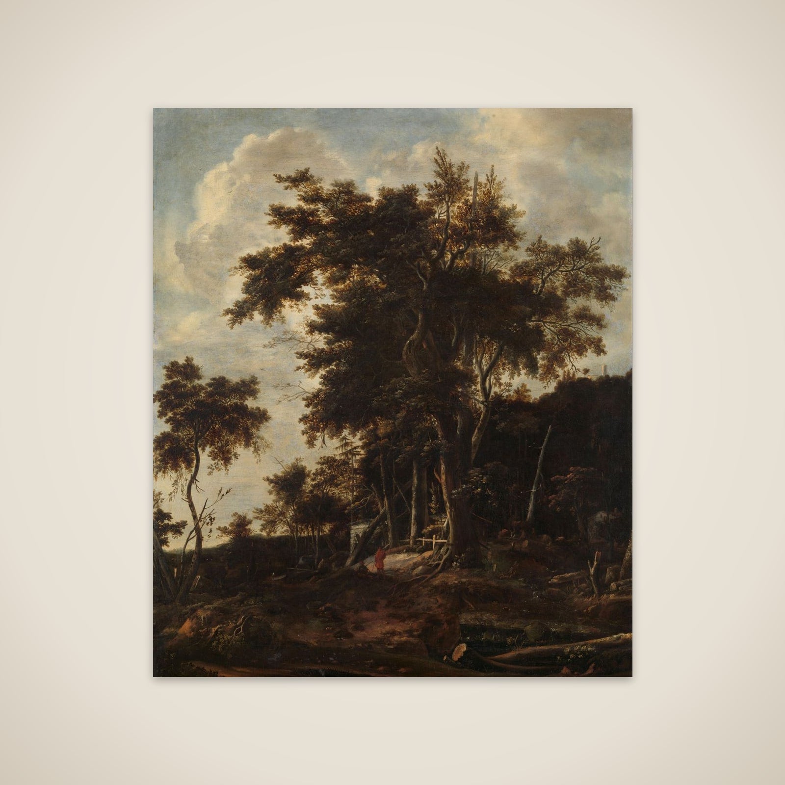 Forest landscape with a woodsman's shed unframed print