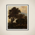Forest landscape with lean-to framed
