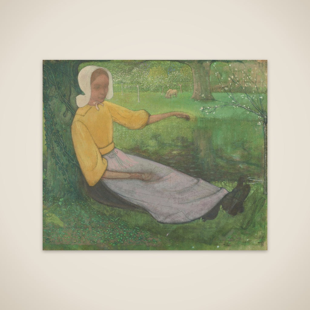 Woman of Huizen sitting under a Tree unframed print