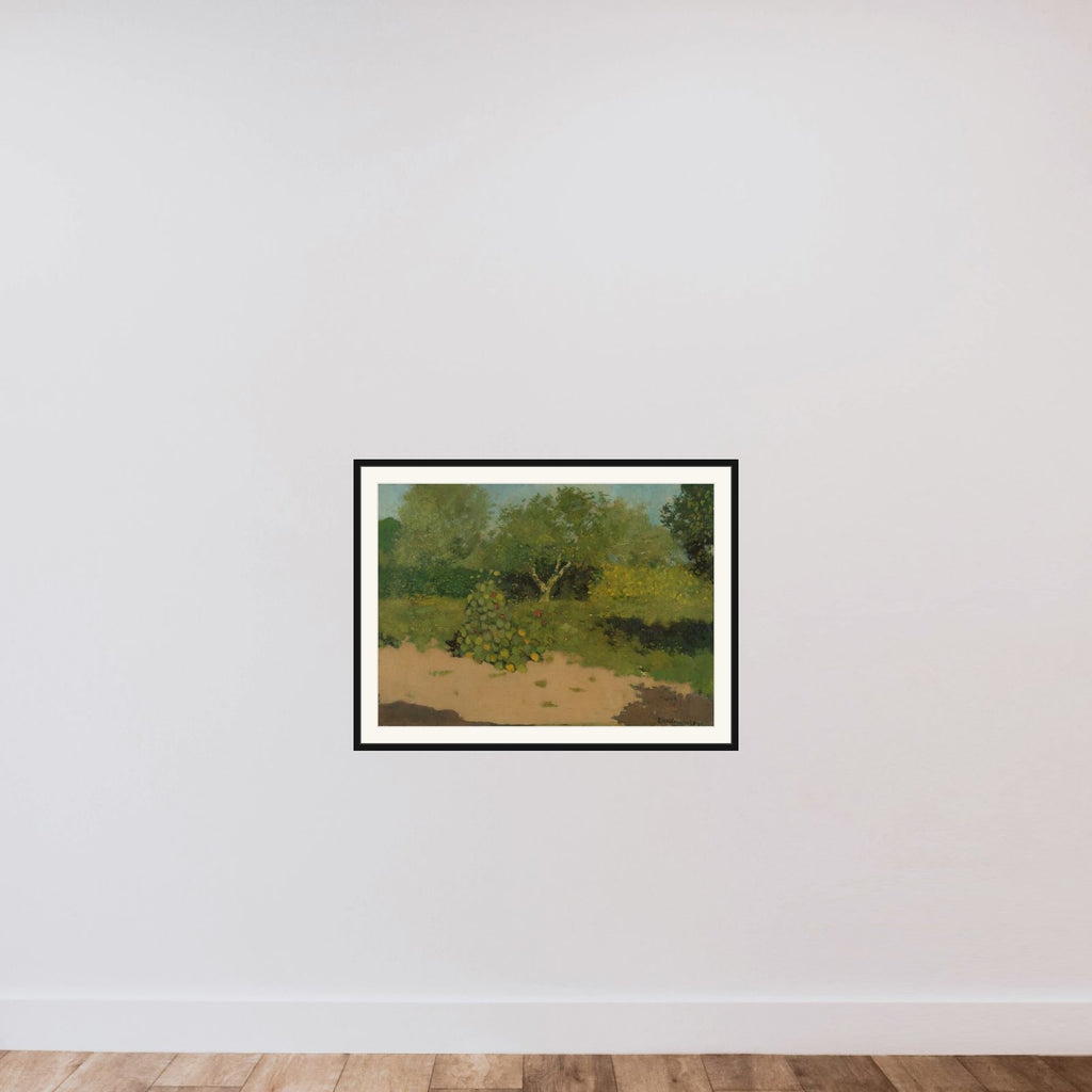 Corner of a Garden with Nasturtiums framed — shown to scale