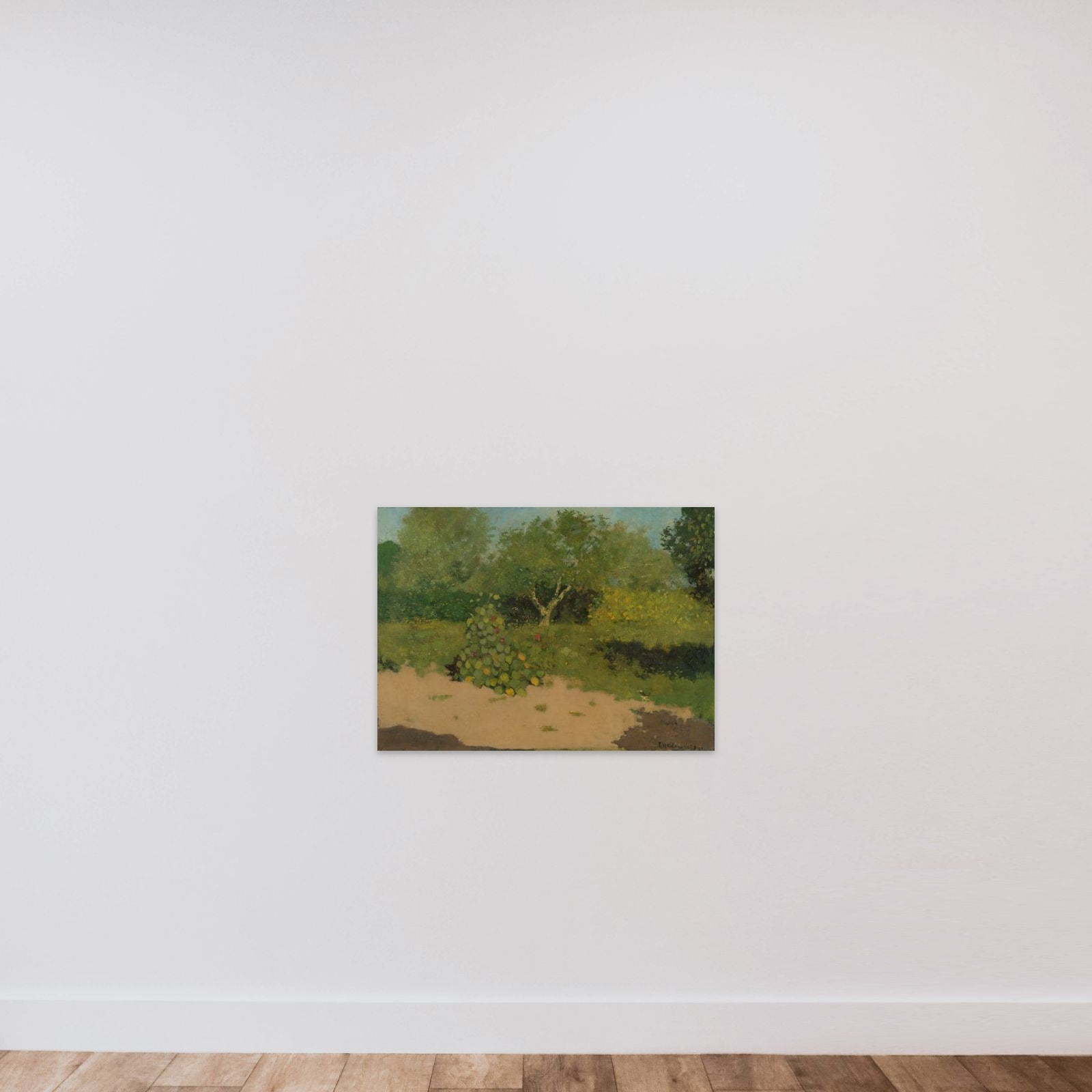 Corner of a Garden with Nasturtiums unframed — shown to scale