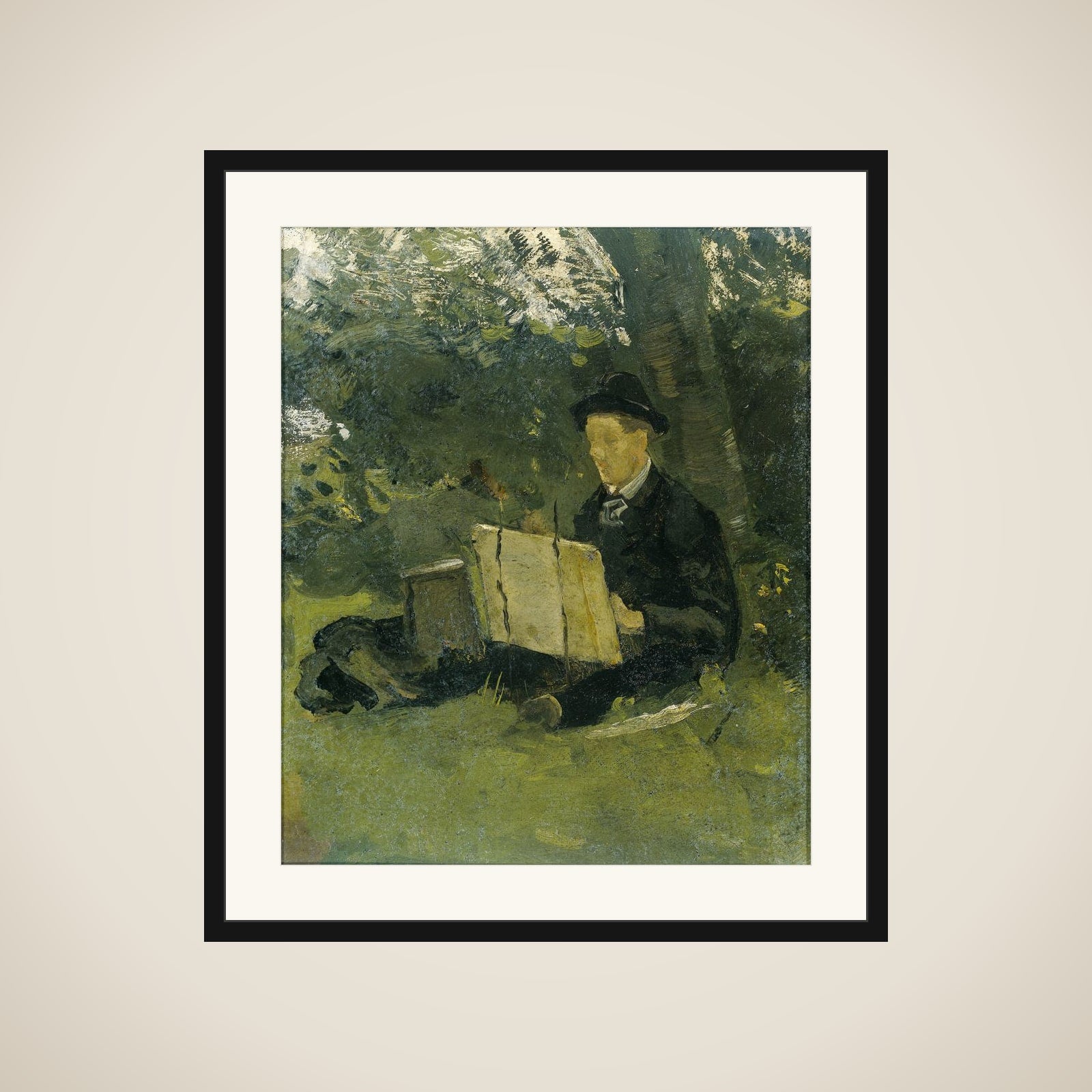Jan Verkade (1868-1946) Painting under a Tree at Hattem framed