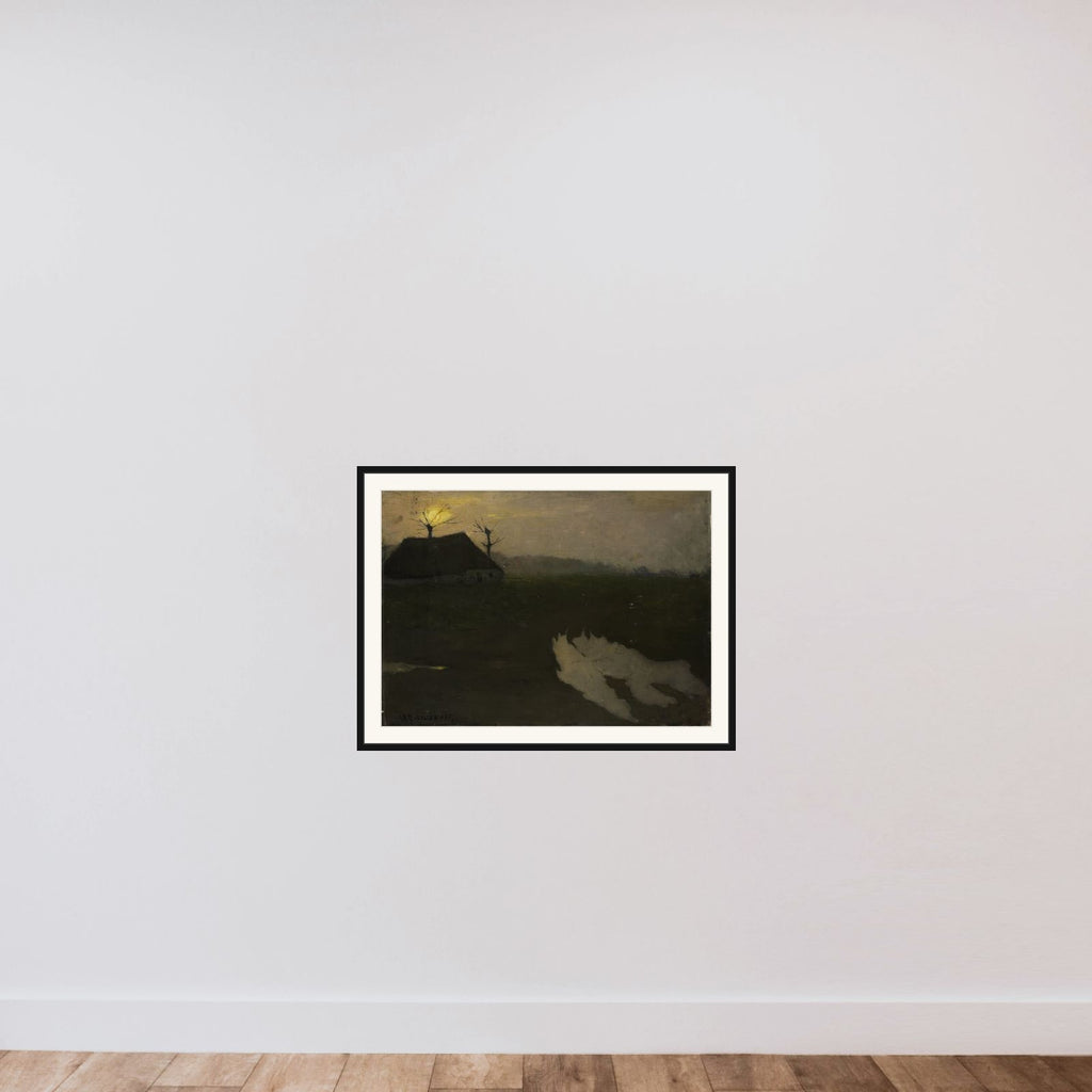 Landscape by Moonlight framed — shown to scale