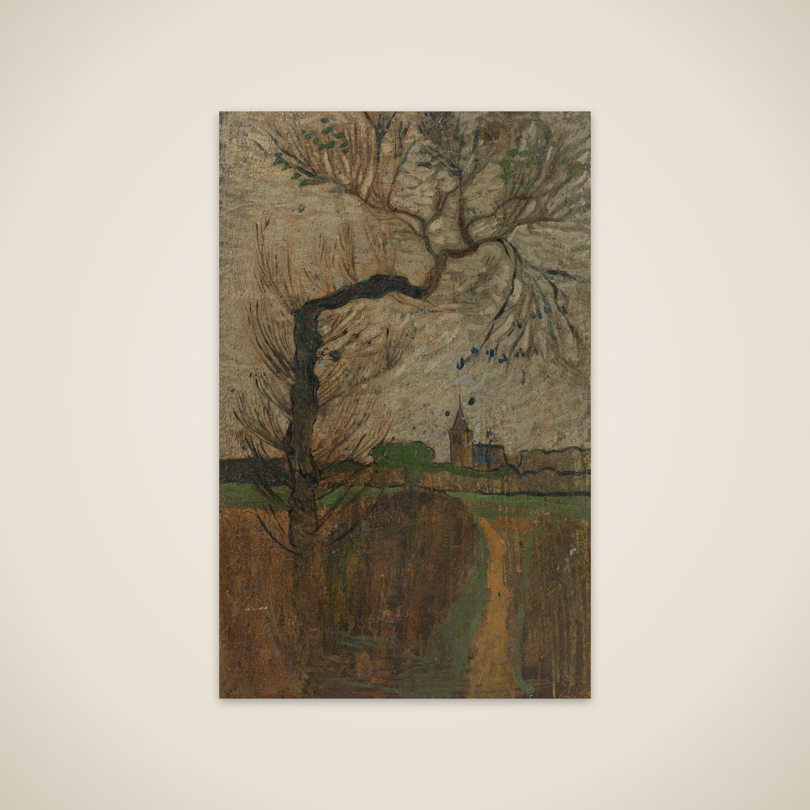 Foothpad with Willow and a Village on the Horizon unframed print