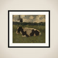 Resting Cow with a Mill framed