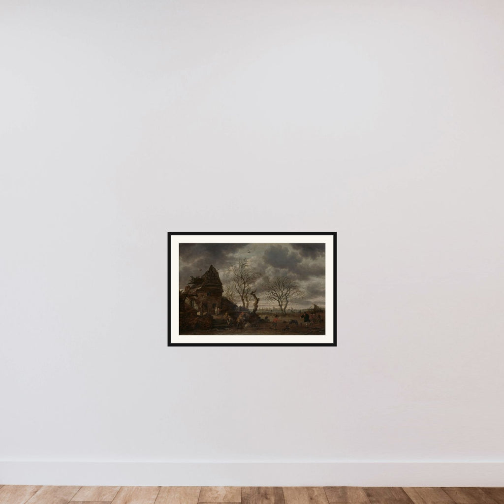 Winter scene framed — shown to scale