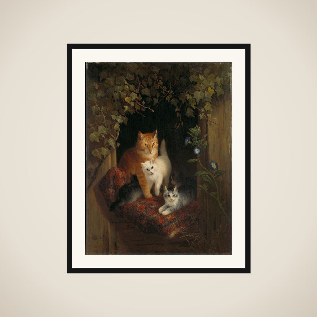 Cat with Kittens framed
