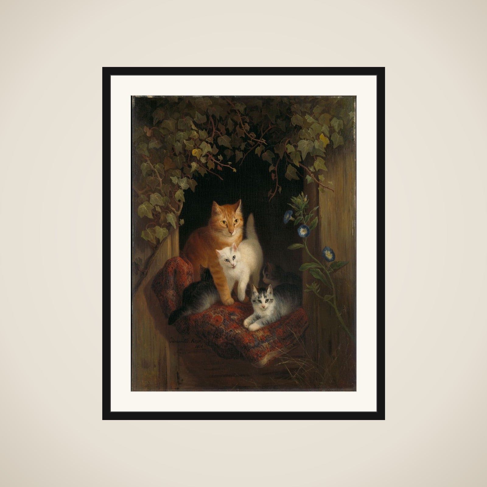 Cat with Kittens framed