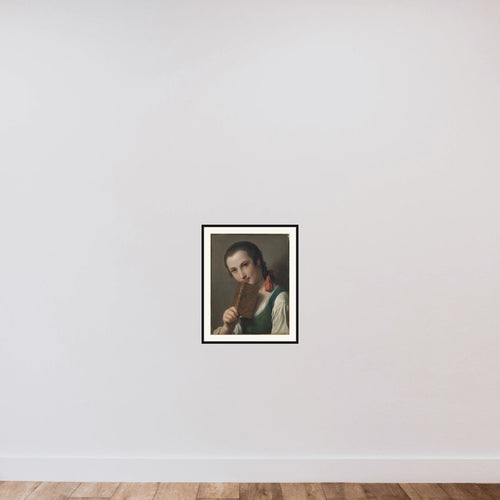 A Young Woman with a Book framed — shown to scale