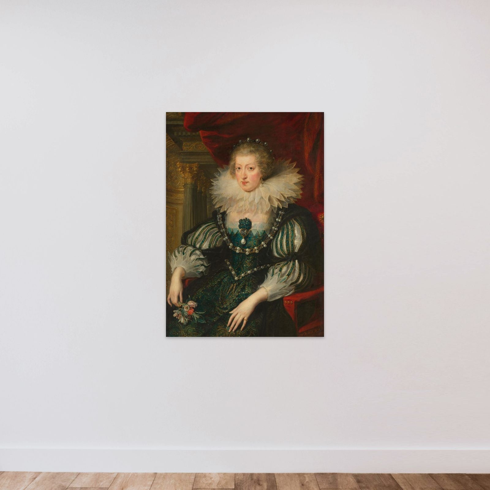 Portrait of Anne of Austria (1601-1666), Queen of France unframed — shown to scale