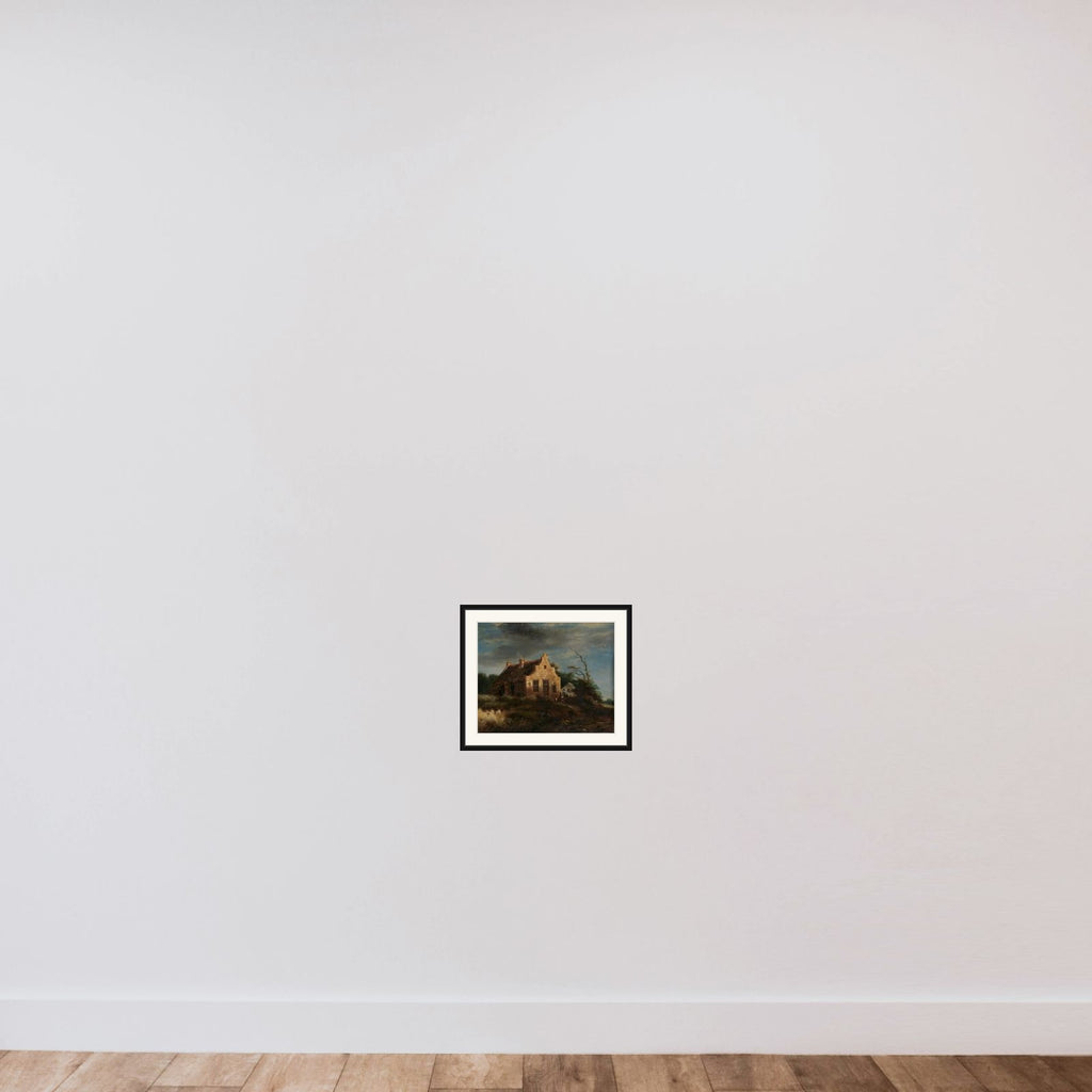 Farm in a wooded dune landscape framed — shown to scale