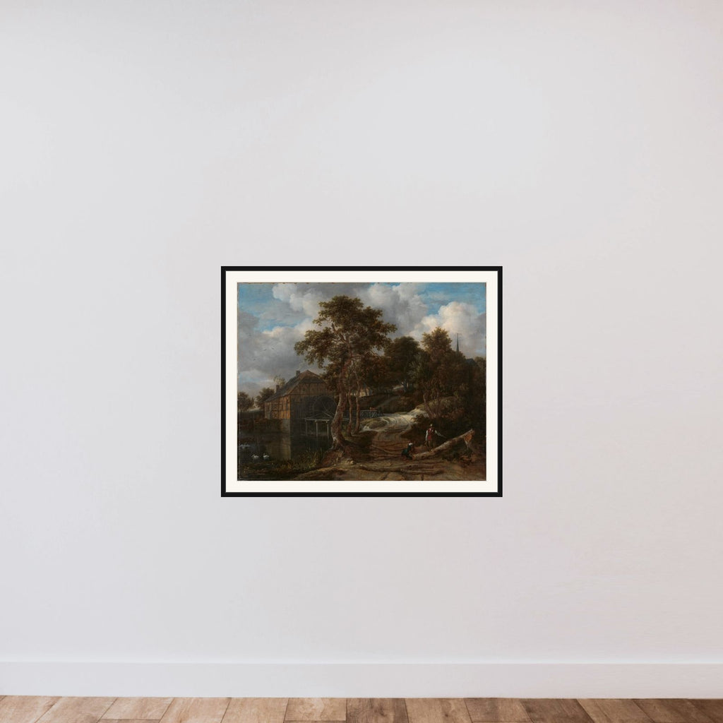 Landscape with watermill framed — shown to scale
