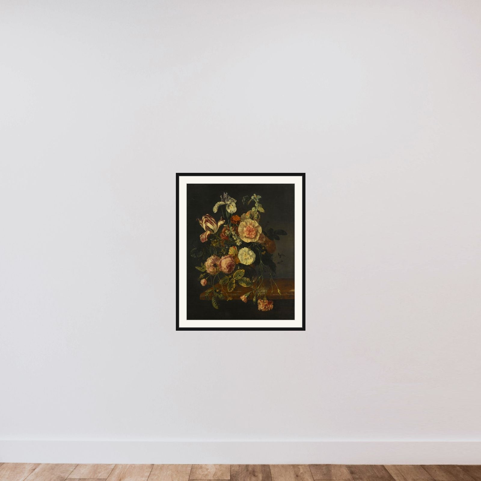 Still Life with Flowers framed — shown to scale