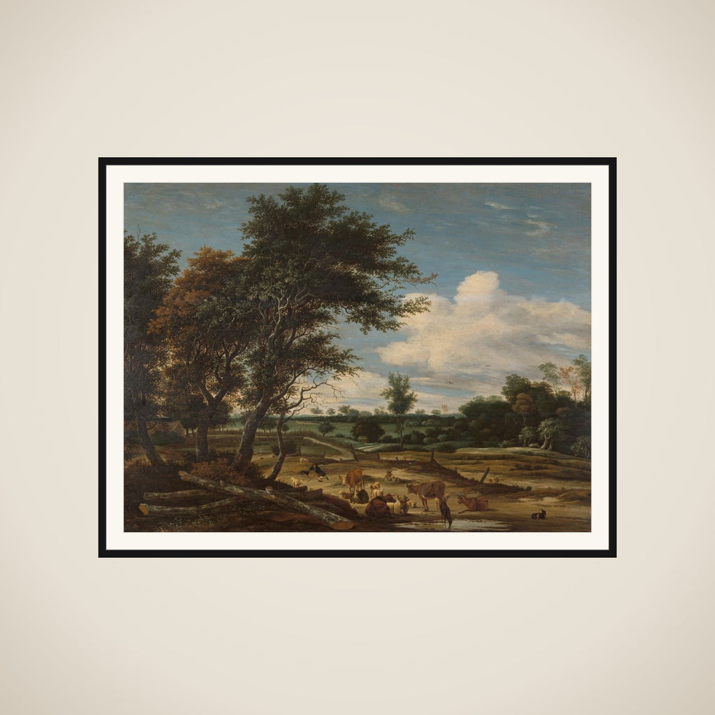 Landscape with herdsmen and cattle framed