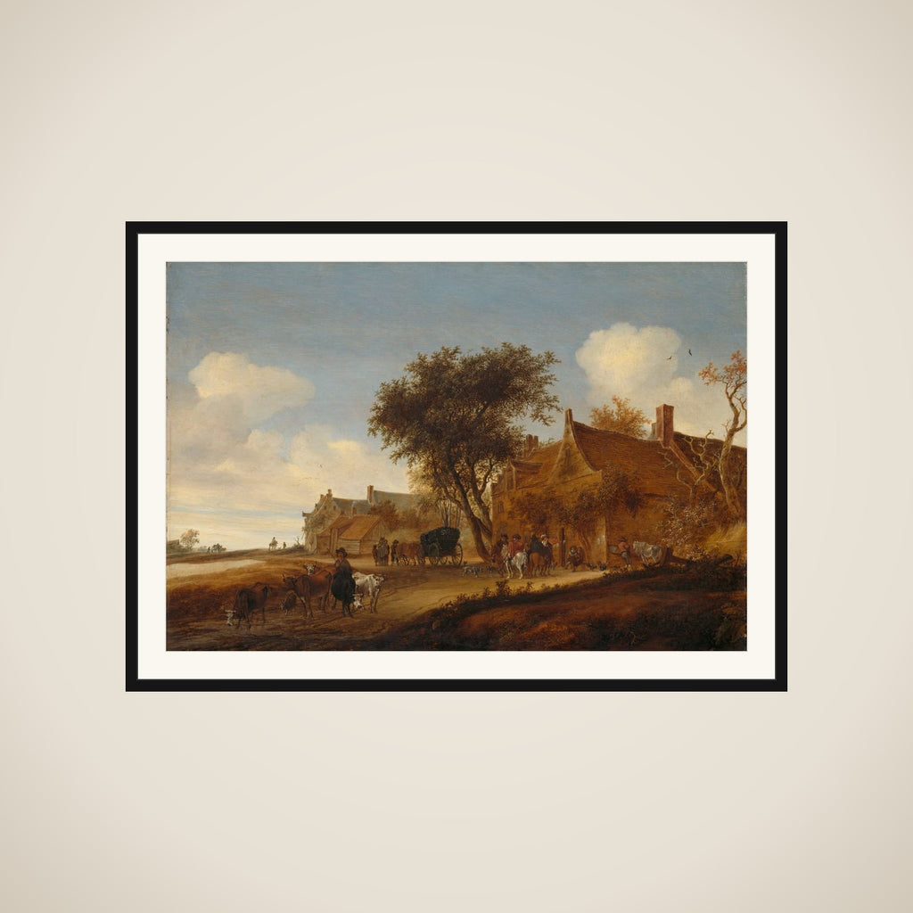 Landscape with Travellers before an Inn framed