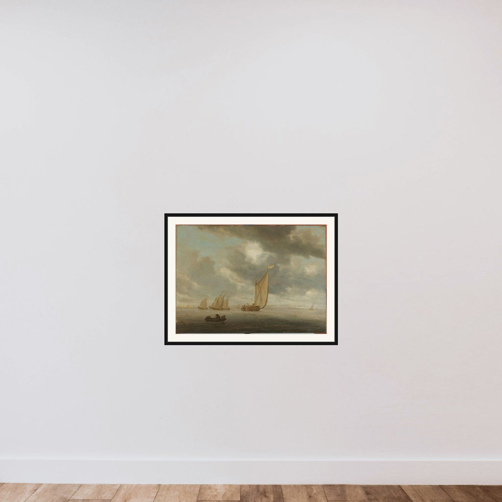 Sailing Vessels on an Inland Body of Water framed — shown to scale