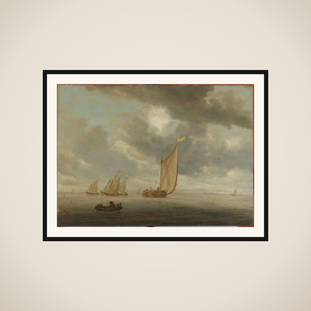 Sailing Vessels on an Inland Body of Water framed