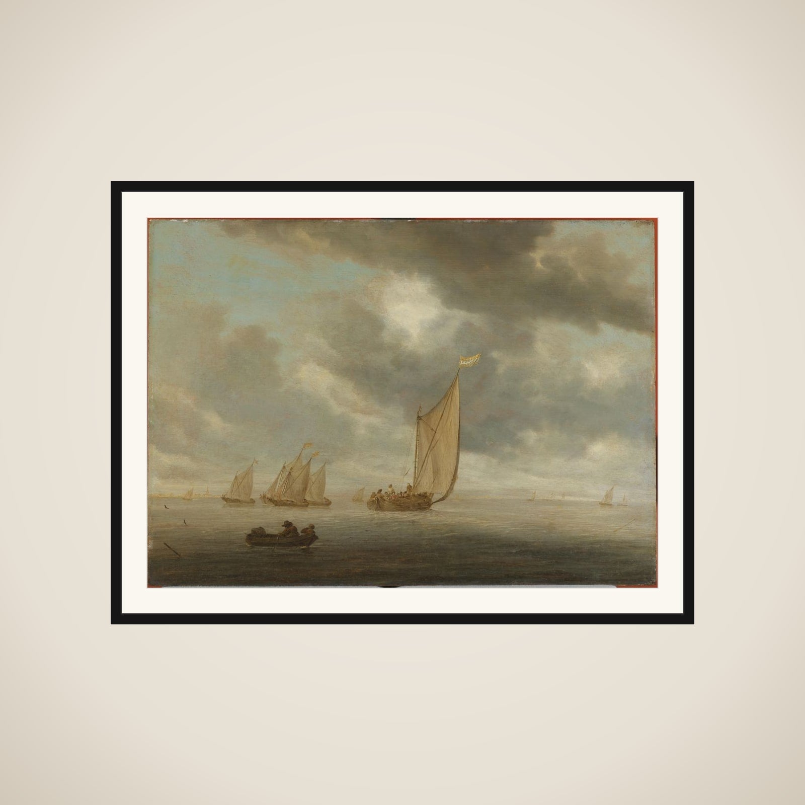 Sailing Vessels on an Inland Body of Water framed