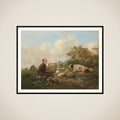 The Artist Painting a Cow in a Meadow framed