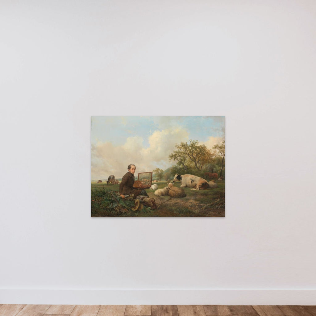 The Artist Painting a Cow in a Meadow unframed — shown to scale