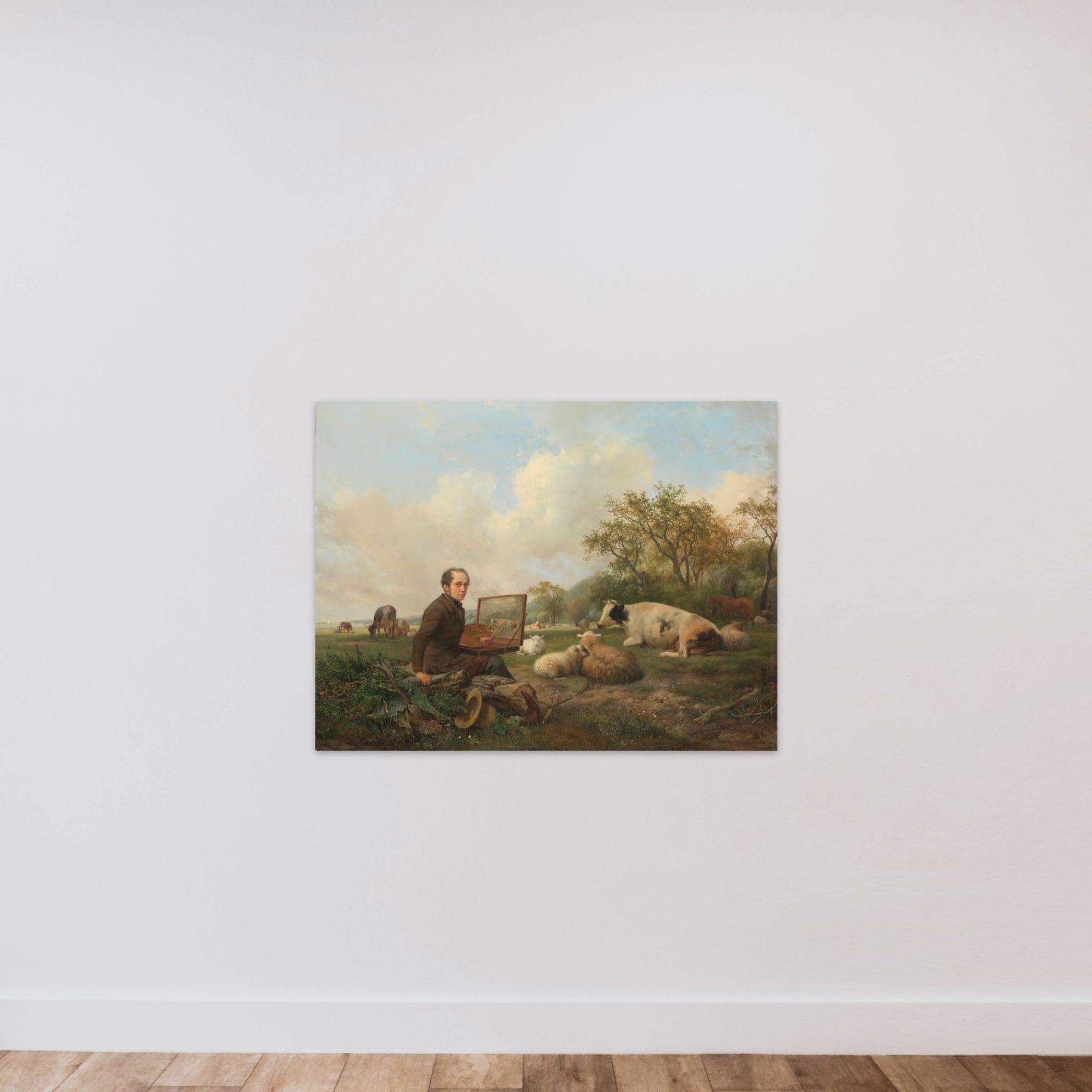 The Artist Painting a Cow in a Meadow unframed — shown to scale