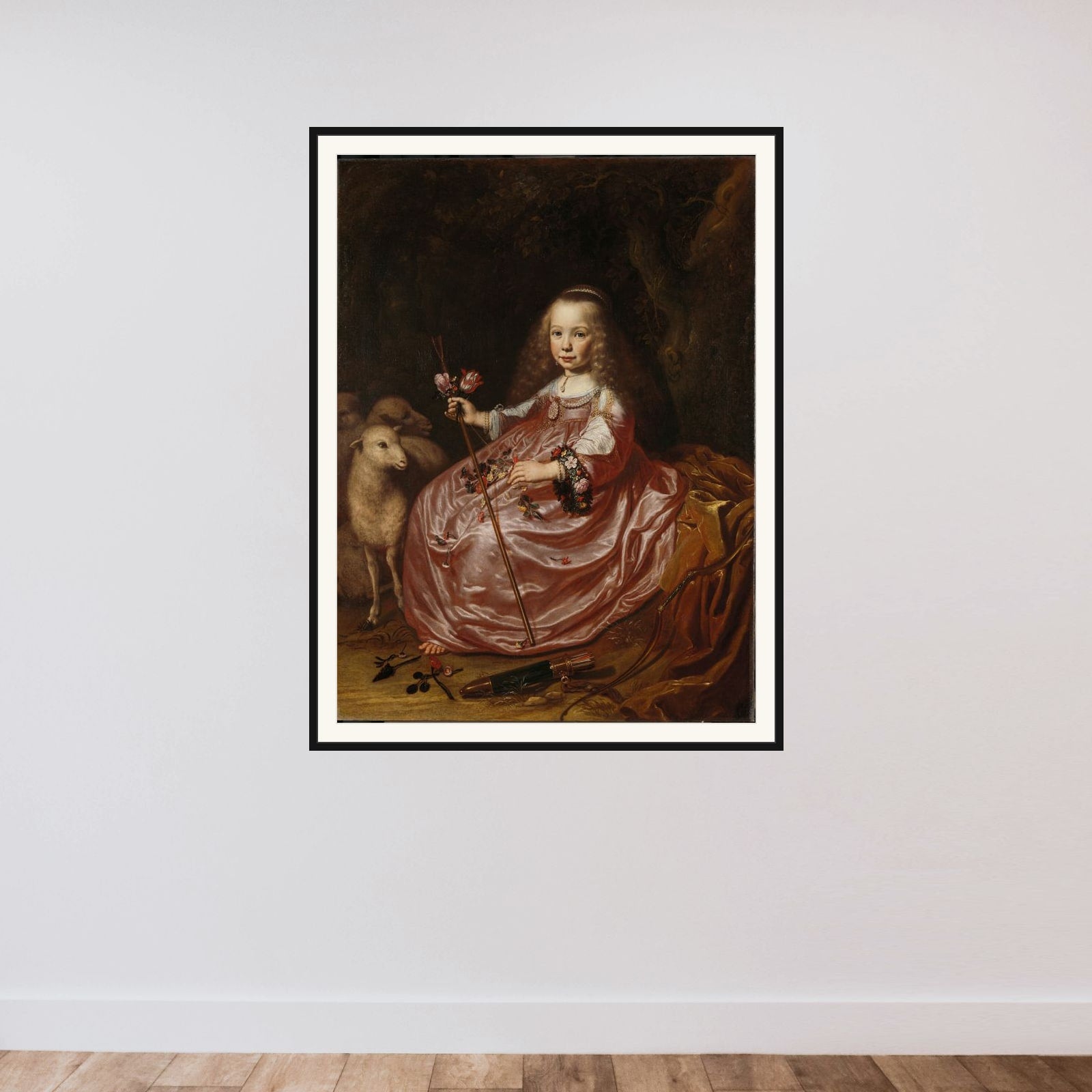 Portrait of a Young Girl, probably Anna de Bye (1636-1713) framed — shown to scale